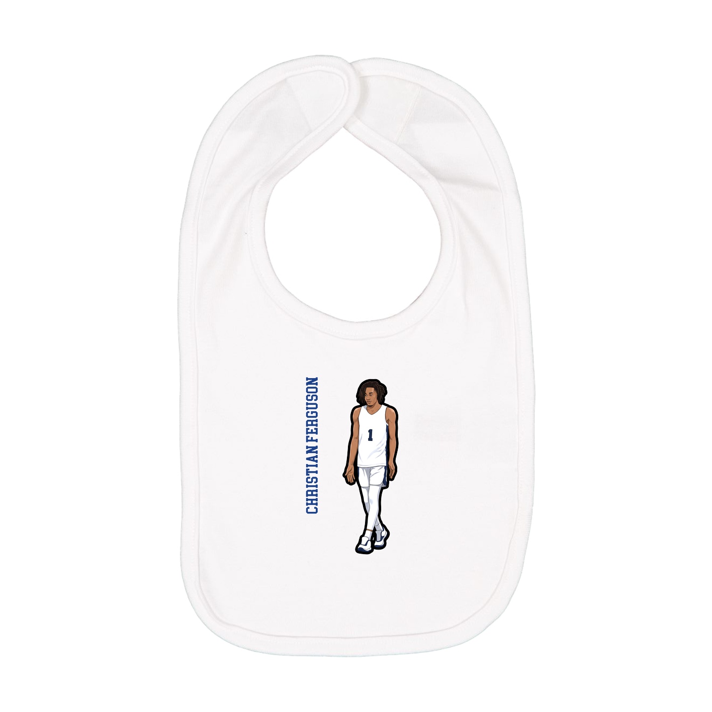 Infant Bib — Name Vertical in White