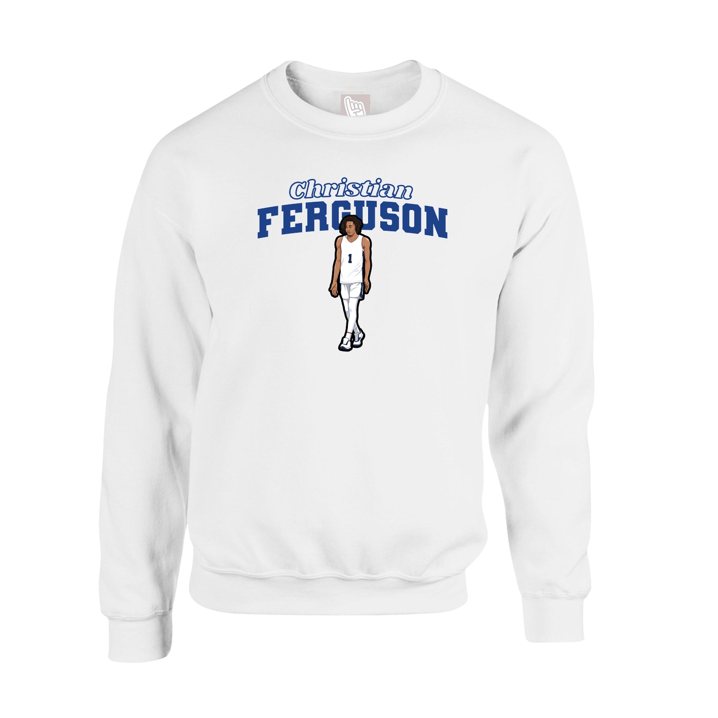Fleece Crew — Name Arch in White