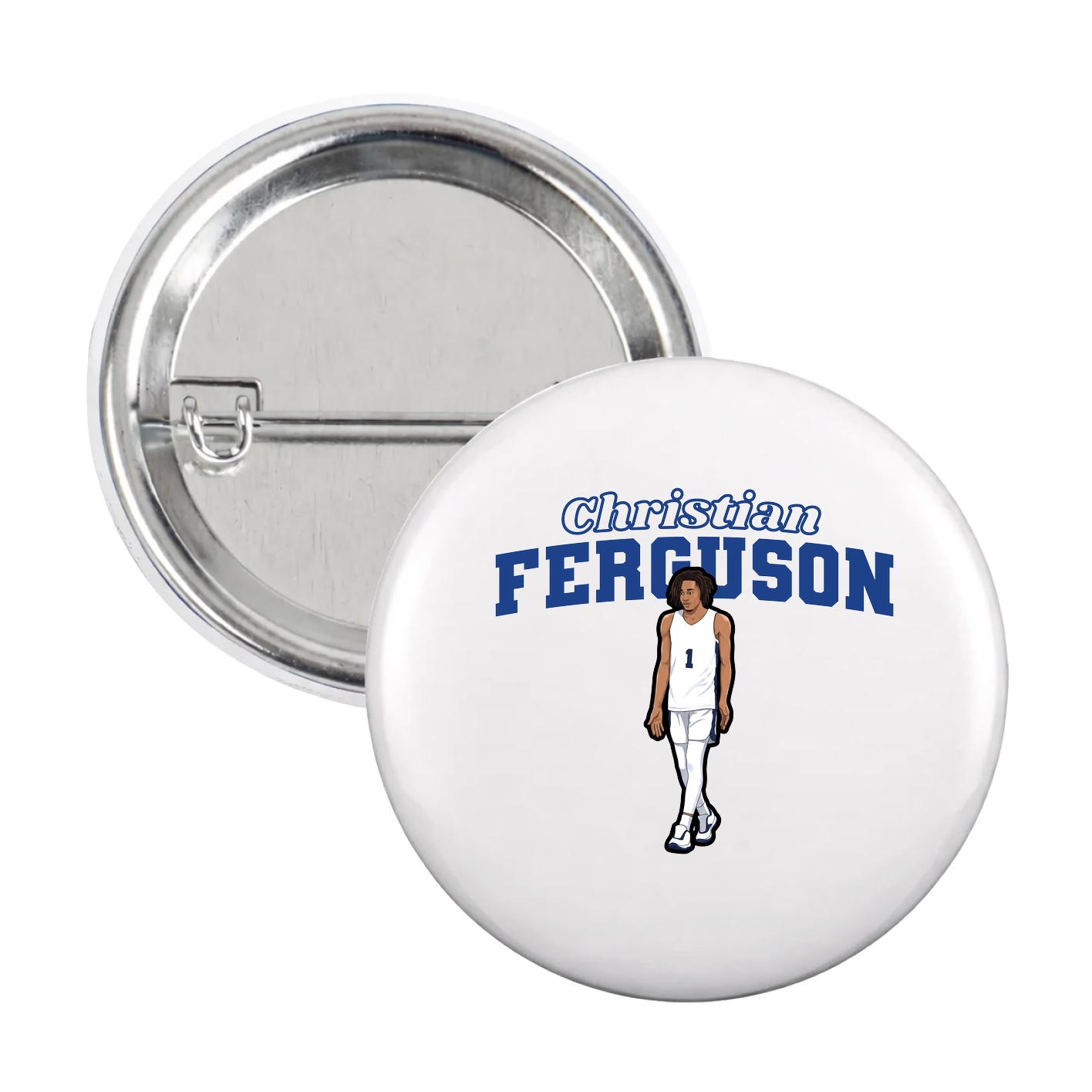 Game Day Button — Name Arch in White