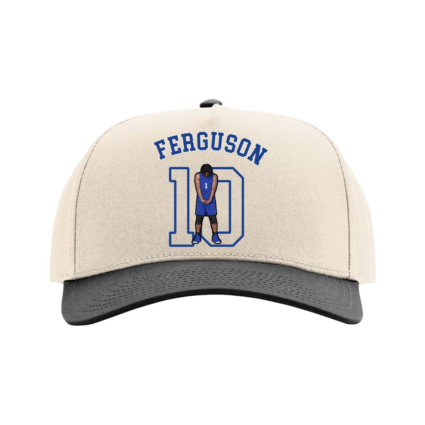 Full Fabric Five-Panel Champ Cap — Shirsey Arch in Cream/Black