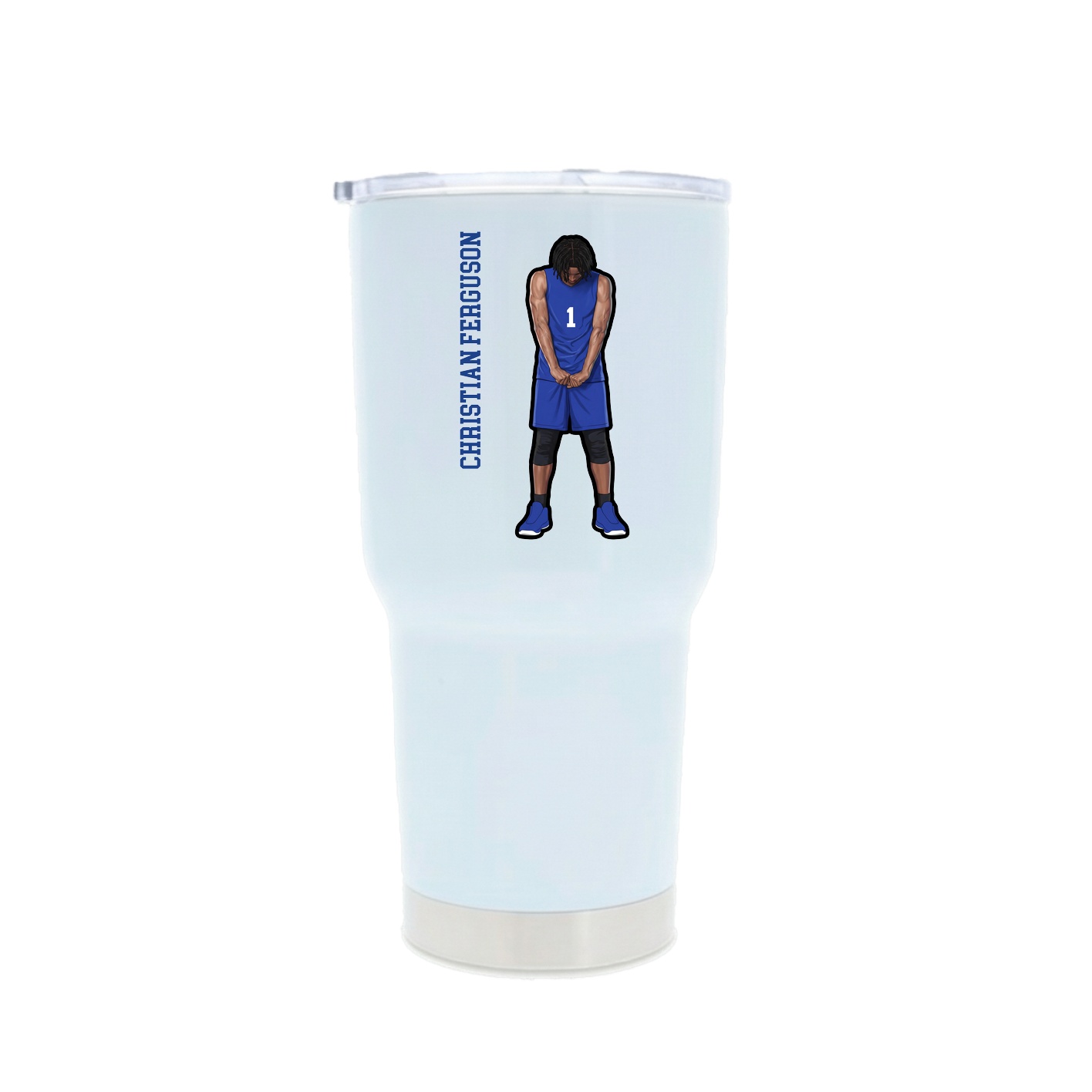 30oz Stainless Steel Tumbler — Name Vertical in White