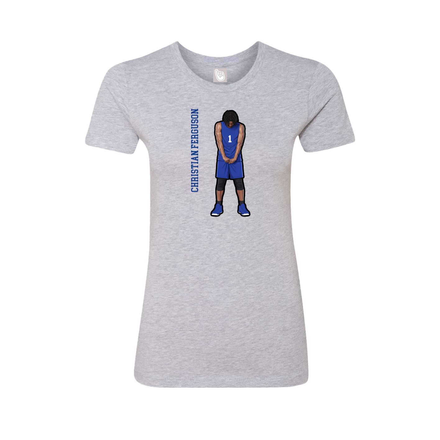 Womens Tee — Name Vertical in Grey