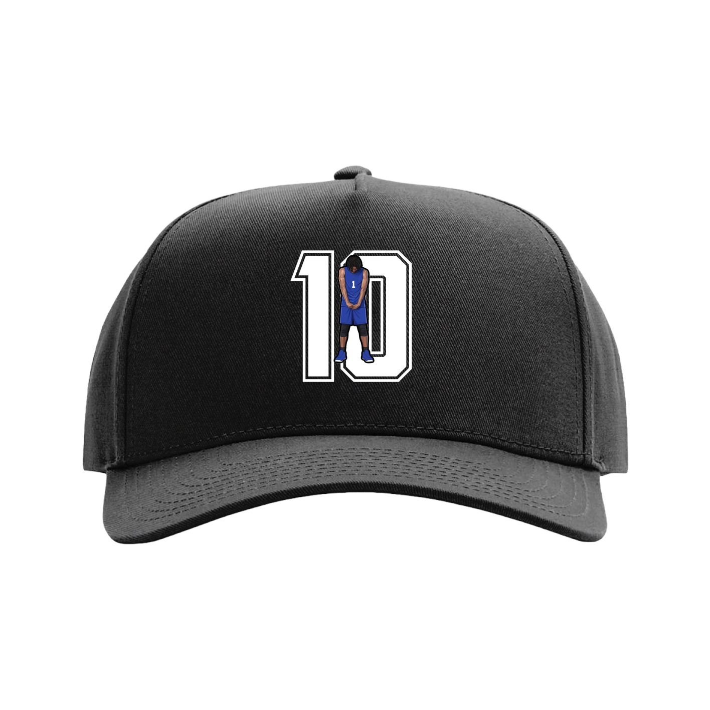 Full Fabric Five-Panel Champ Cap — Number in Black