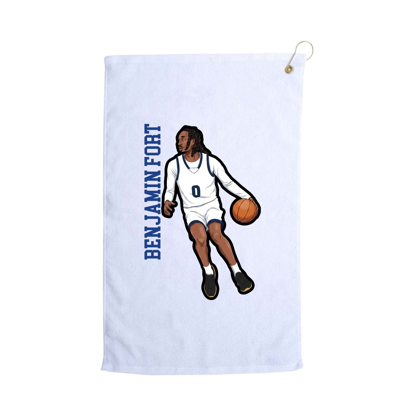 Golf Towel — Name Vertical in White