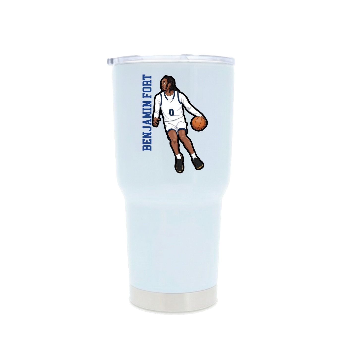 30oz Stainless Steel Tumbler — Name Vertical in White