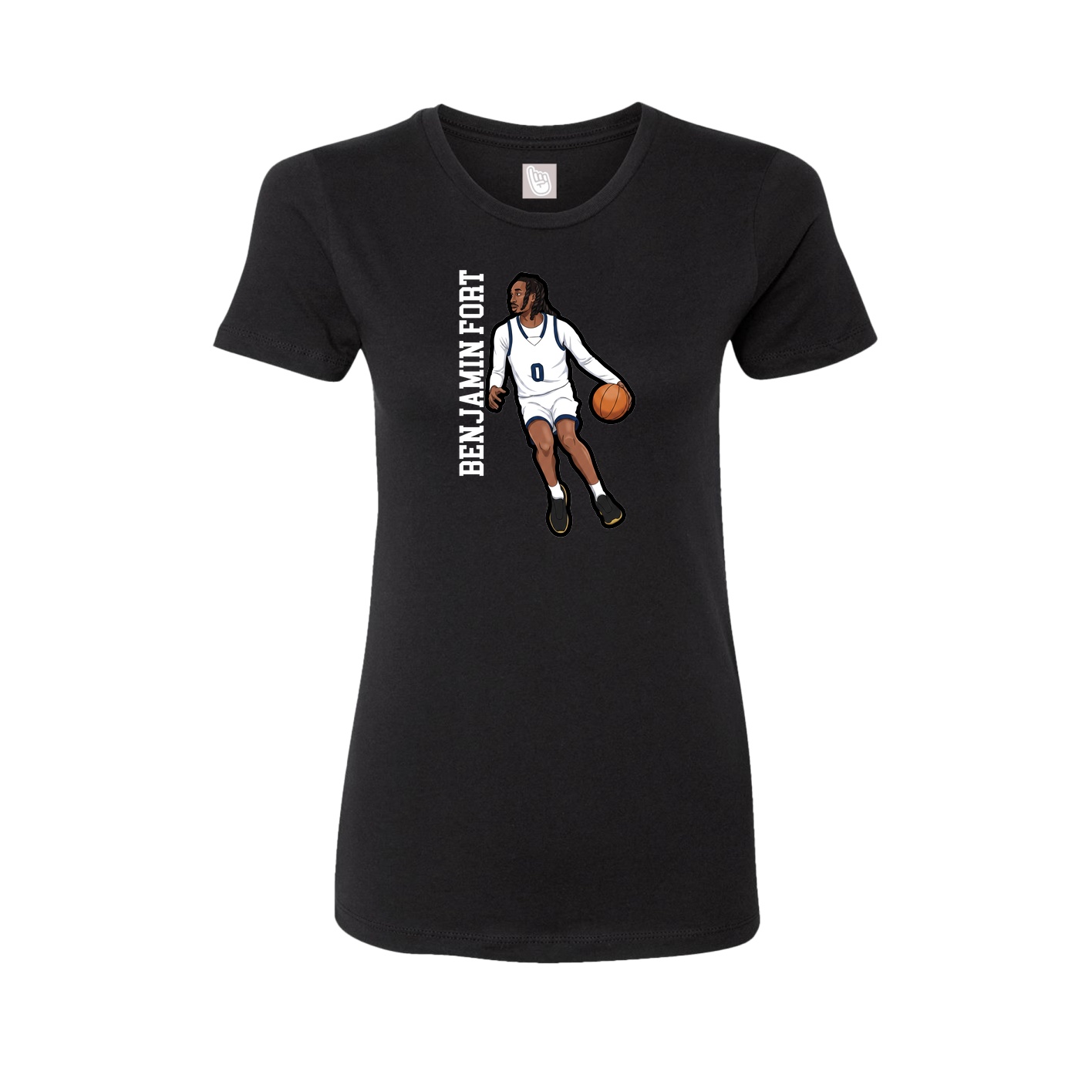 Fitted Women's Tee — Name Vertical in Black