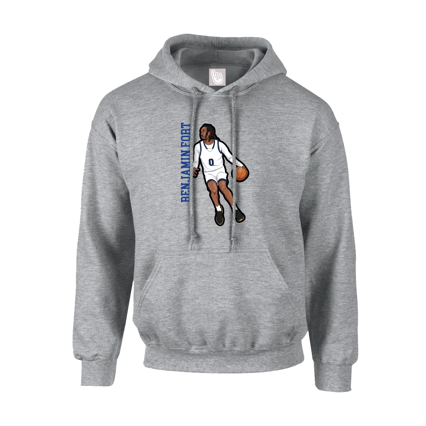 Hoodie — Name Vertical in Grey