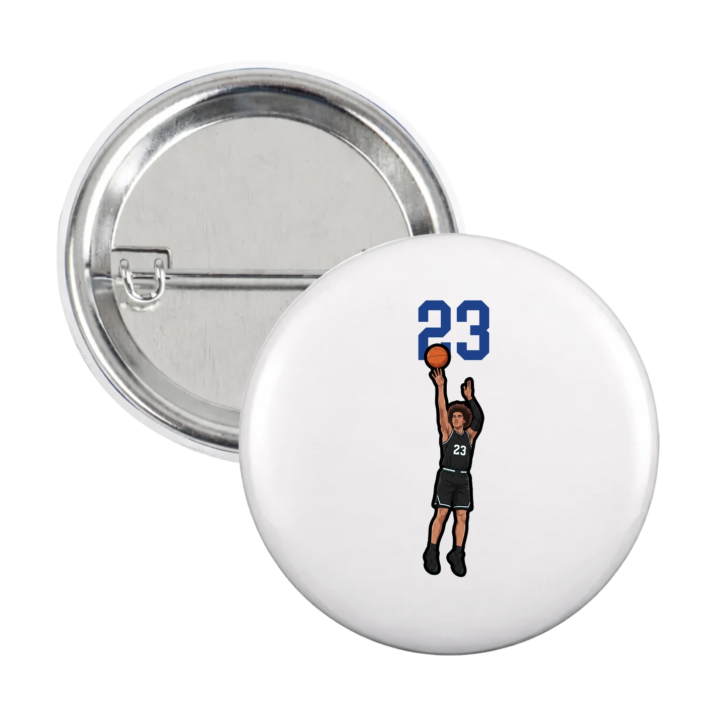 Game Day Button — Number Top in White