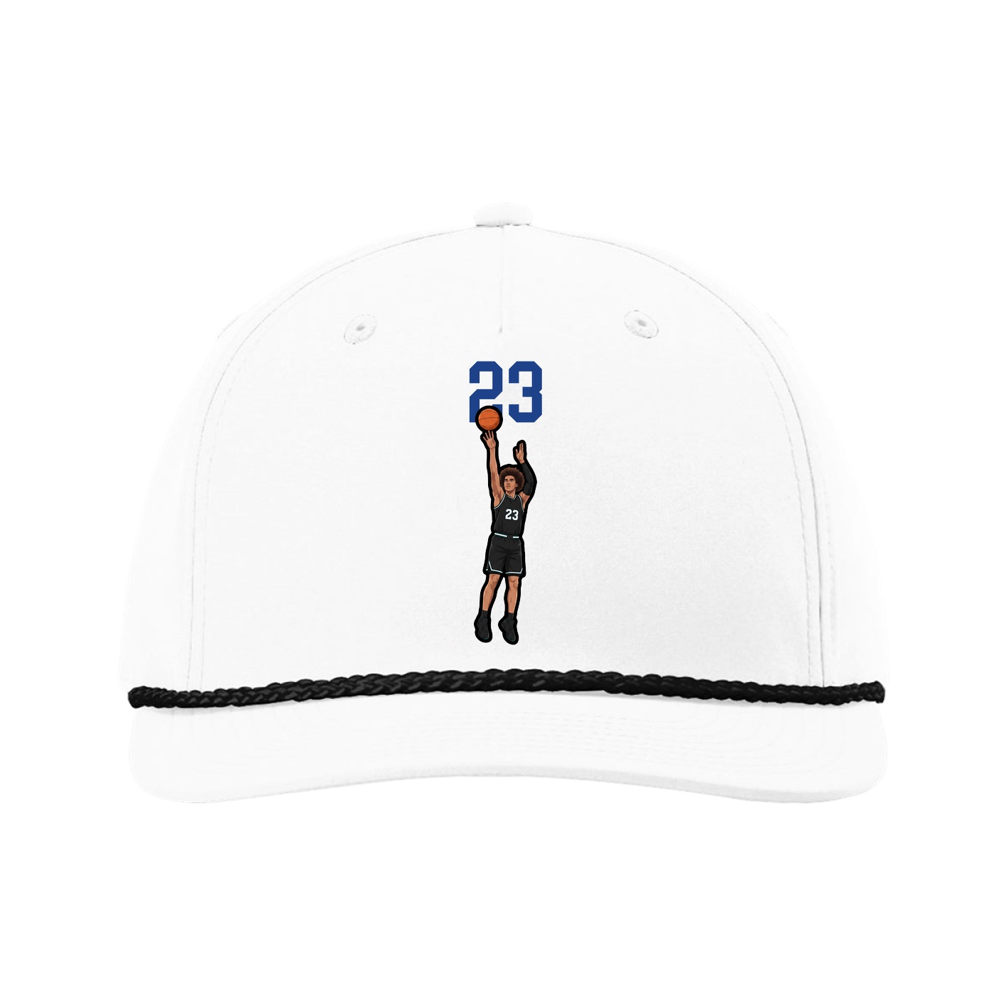 Five-Panel Classic Rope Cap — Number Top in White
