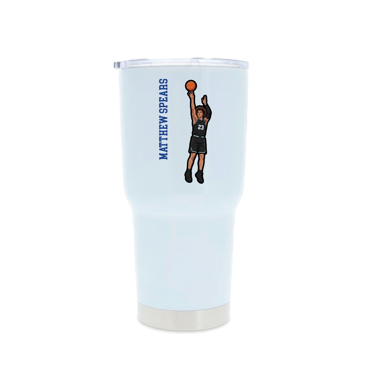 30oz Stainless Steel Tumbler — Name Vertical in White