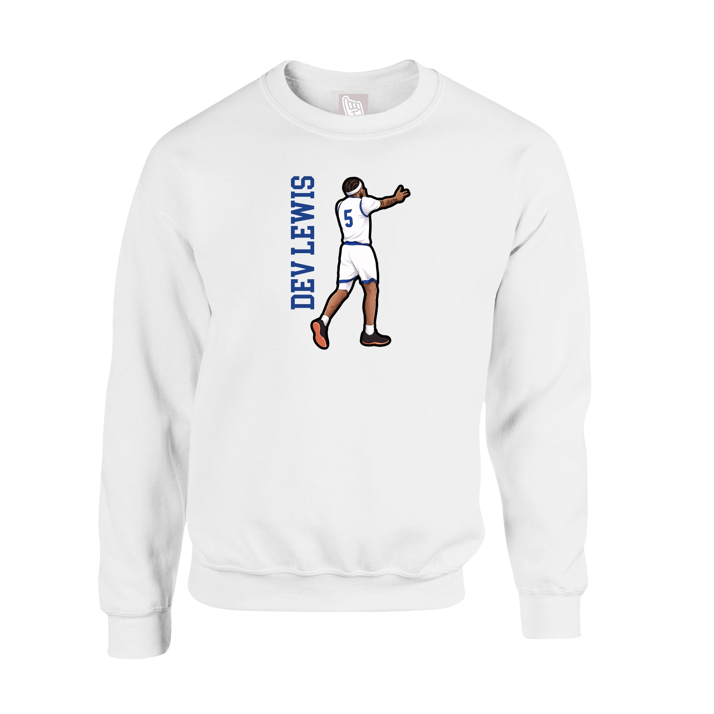 Fleece Crew — Name Vertical in White