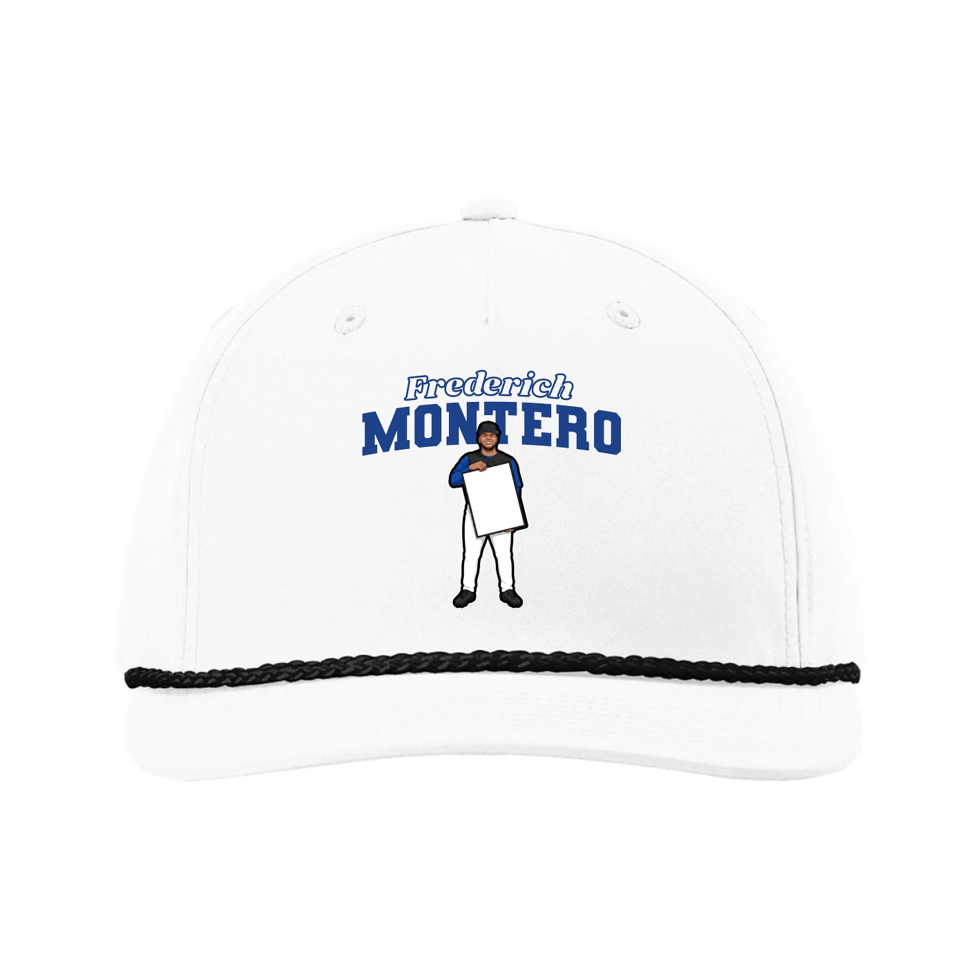 Five-Panel Classic Rope Cap — Name Arch in White
