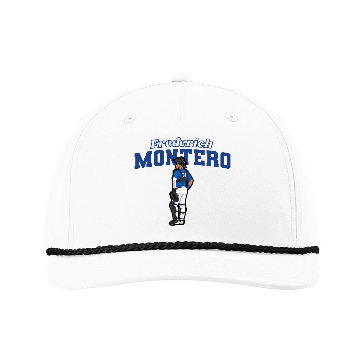 Five-Panel Classic Rope Cap — Name Arch in White