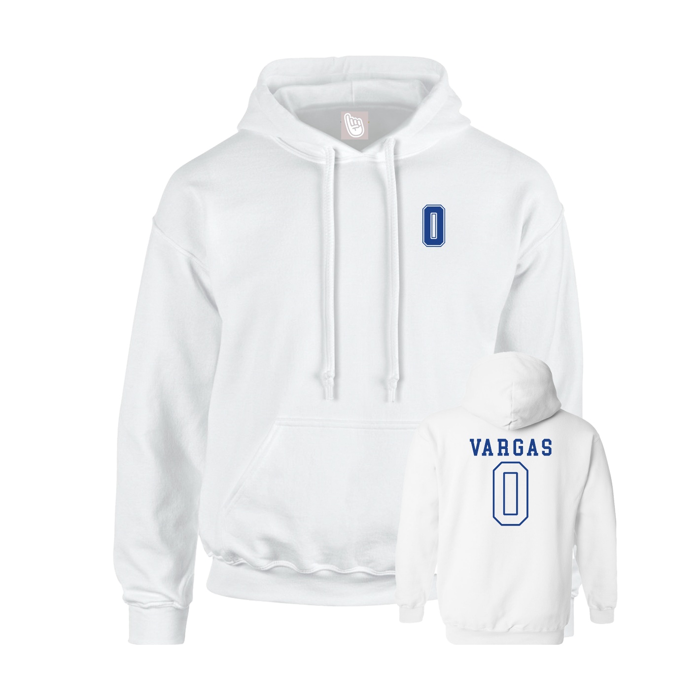 Youth Hoodie — Chest Back in White