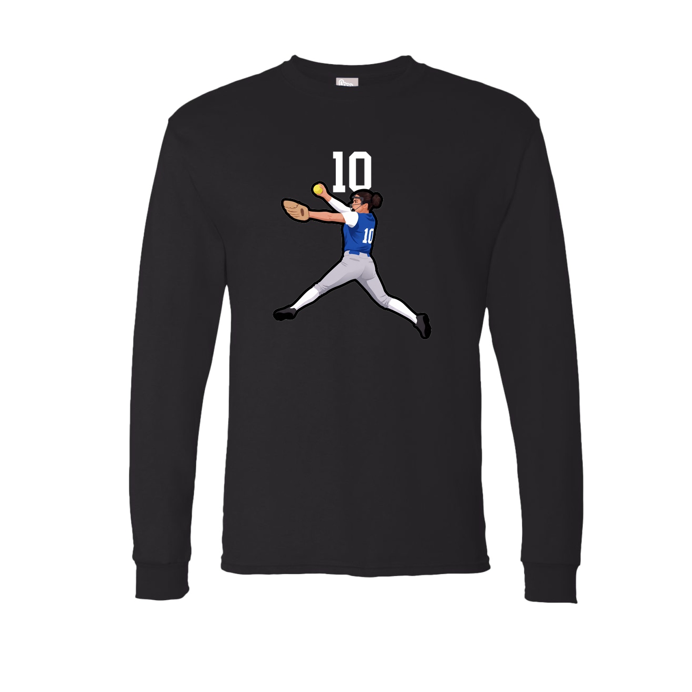 Long Sleeve Tee — Number Top in Black