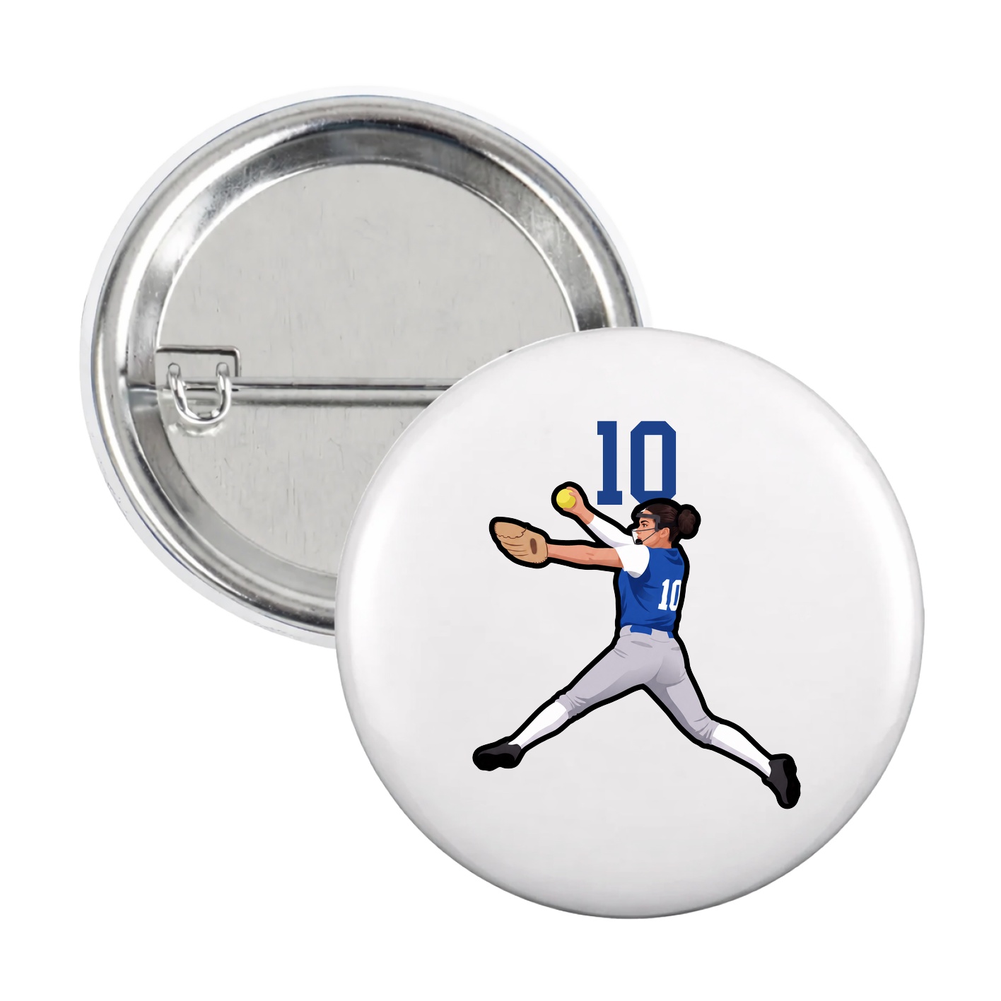 Game Day Button — Number Top in White