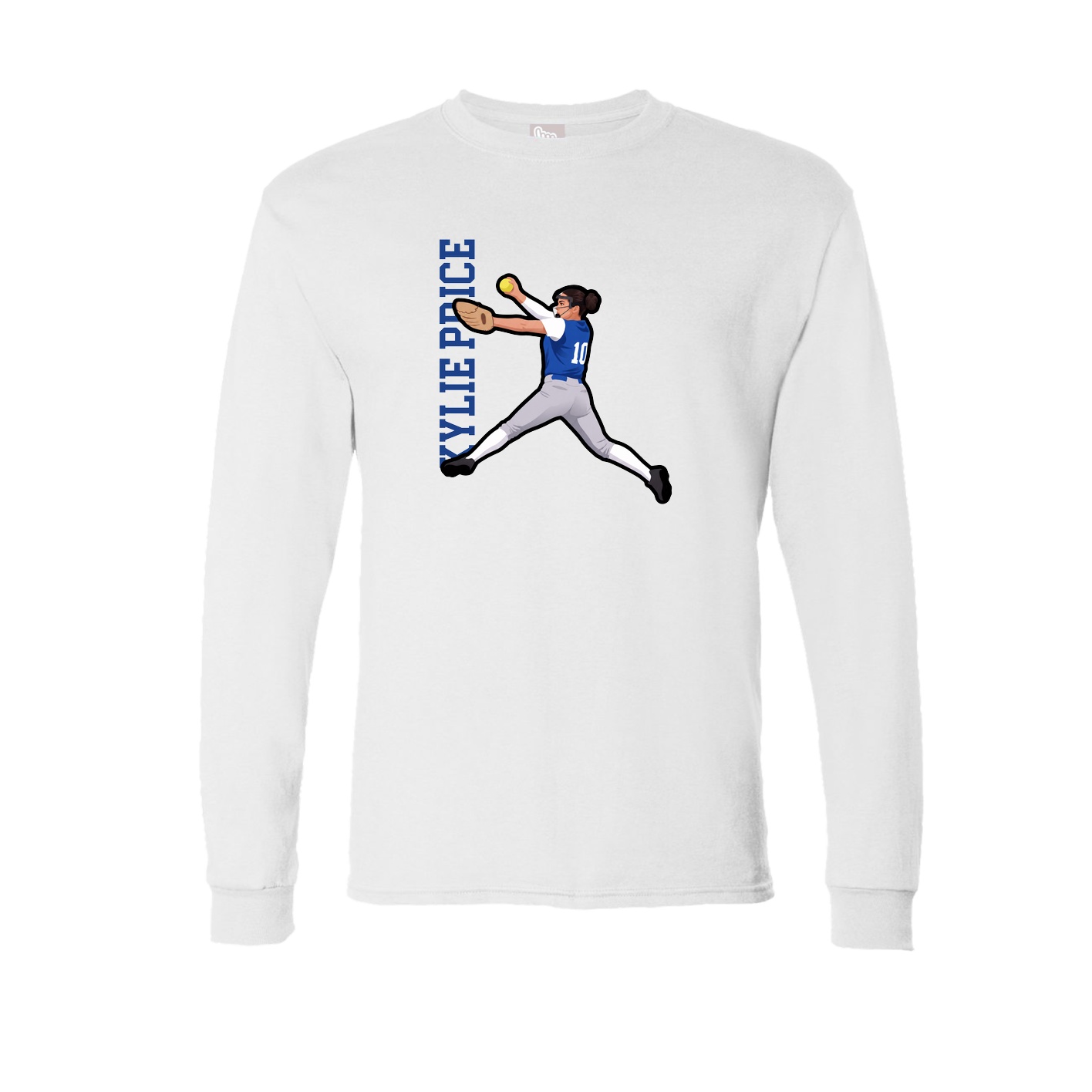 Long Sleeve Tee — Name Vertical in White