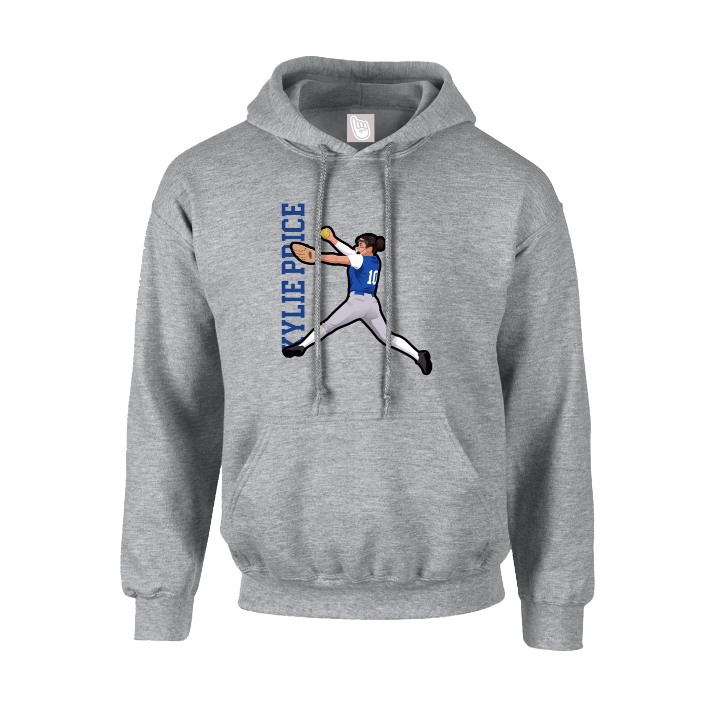 Youth Hoodie — Name Vertical in Grey