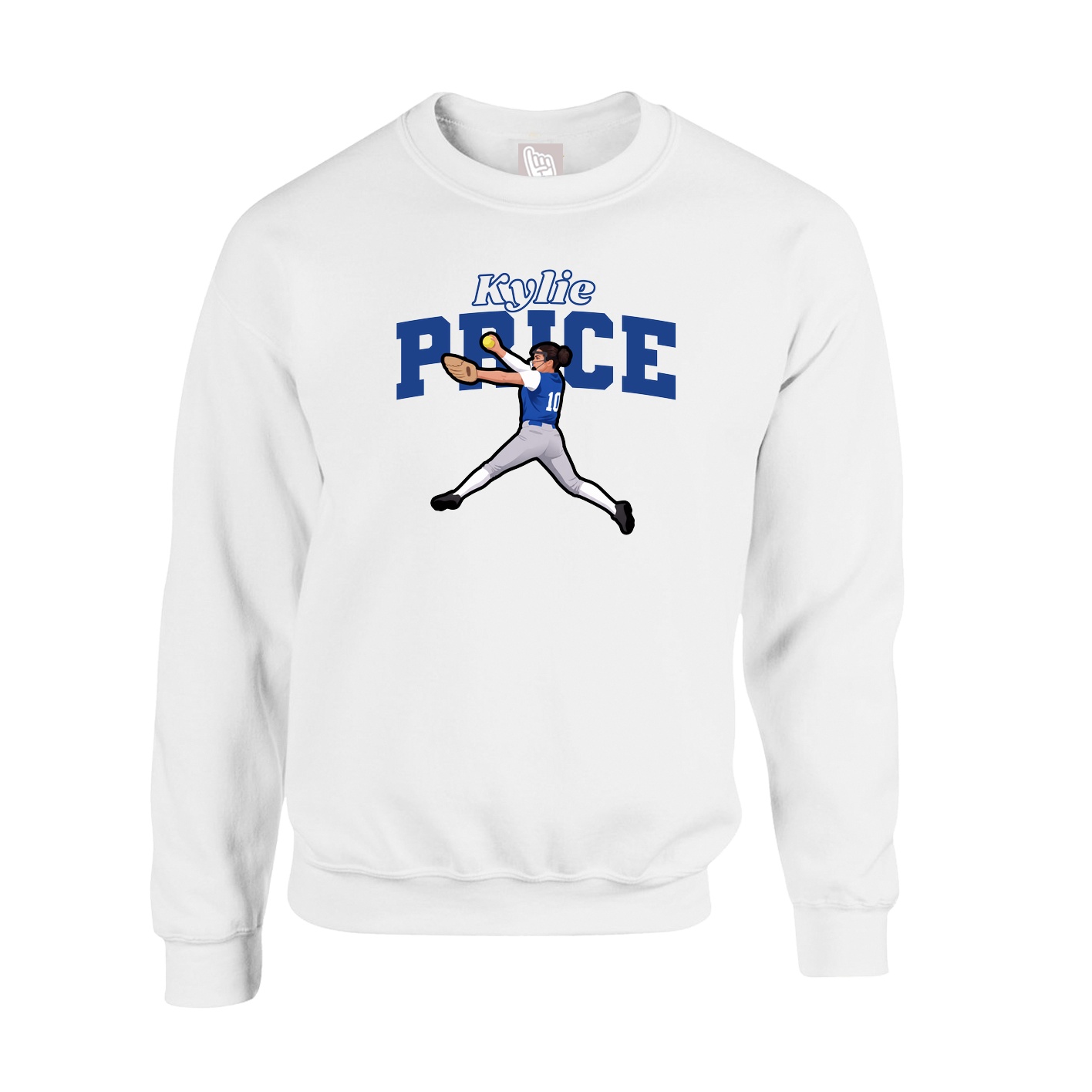 Fleece Crew — Name Arch in White