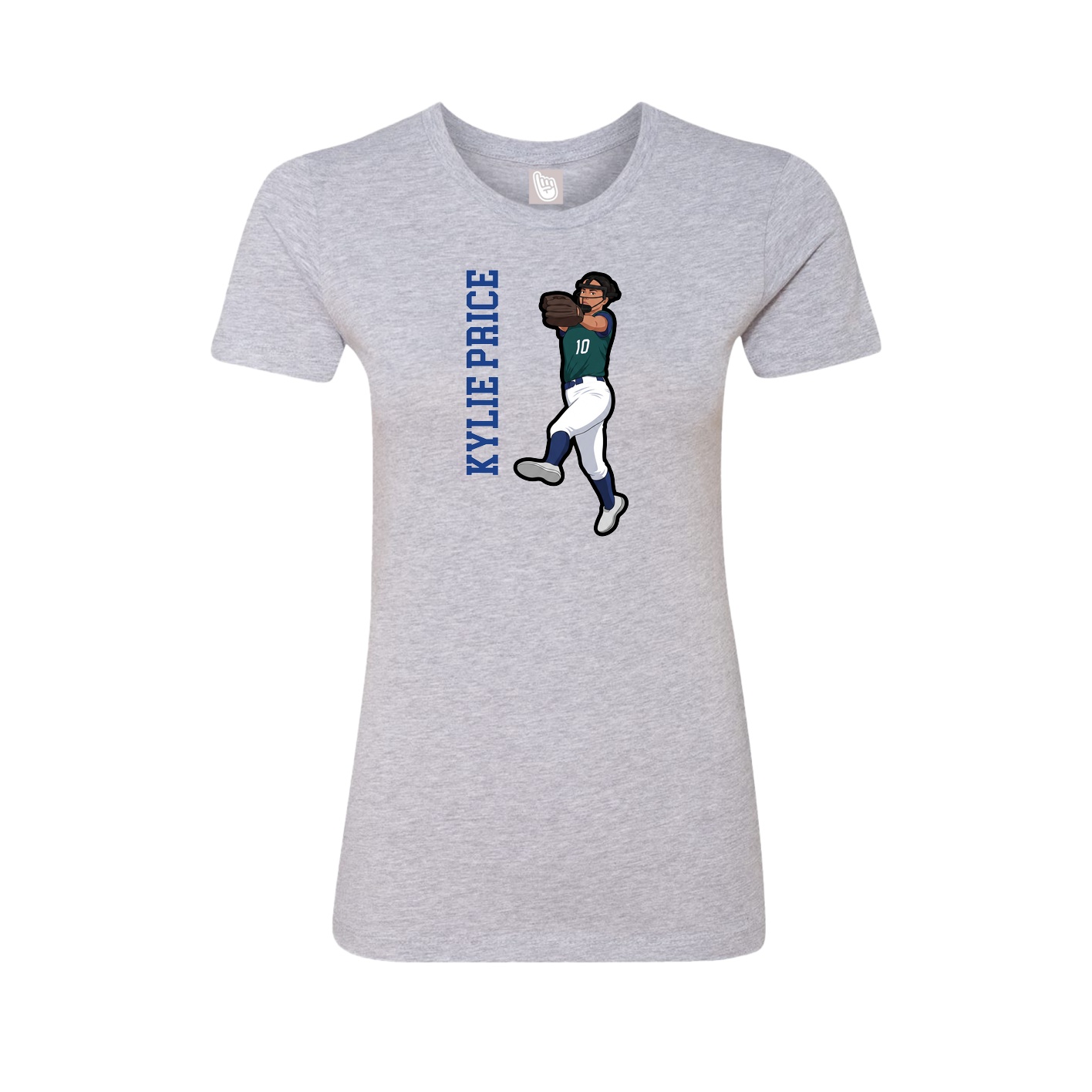 Fitted Women's Tee — Name Vertical in Grey
