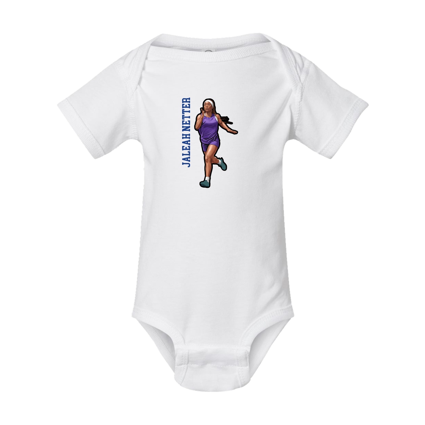 Baby Onesie — Name Vertical in White