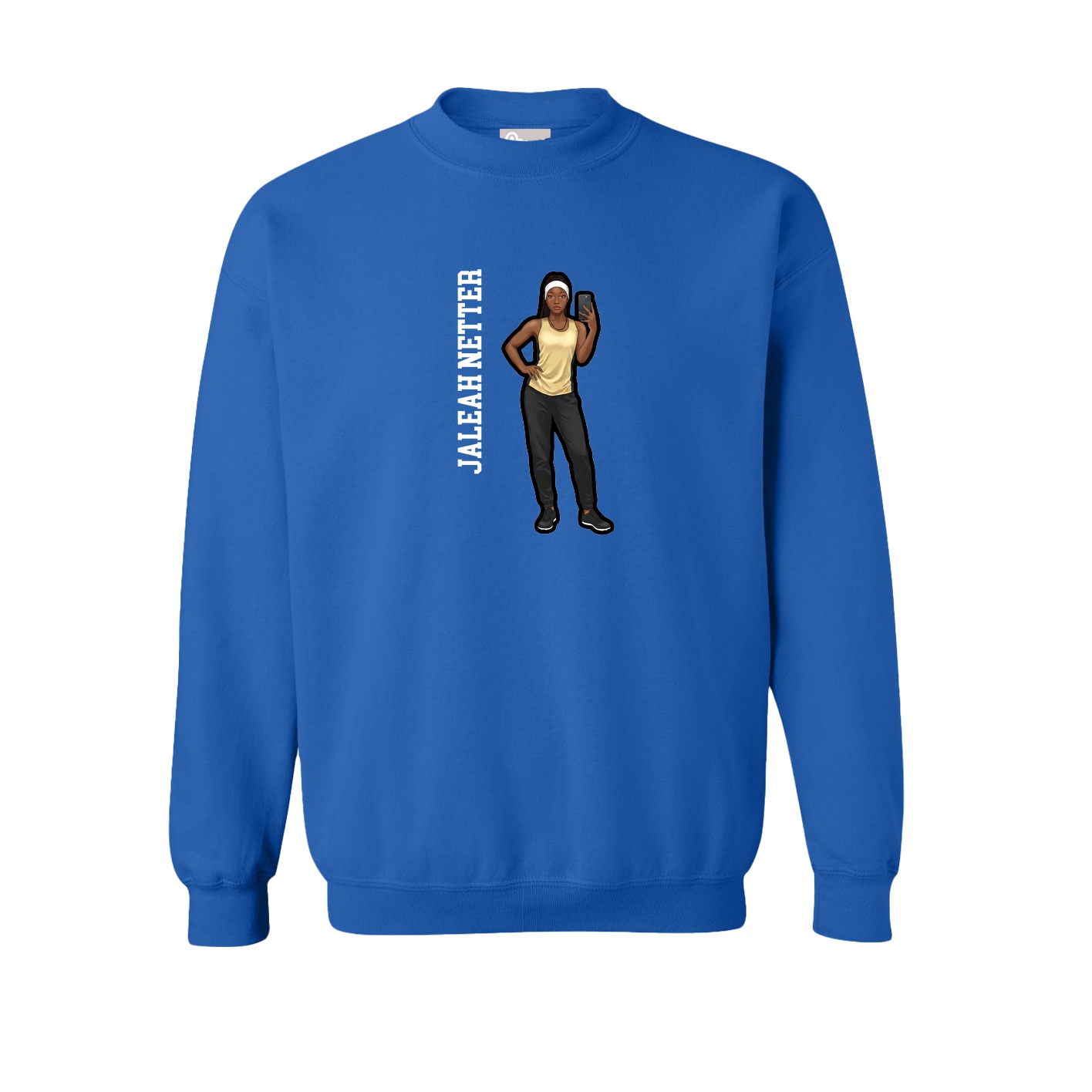 Fleece Crew — Name Vertical in Royal