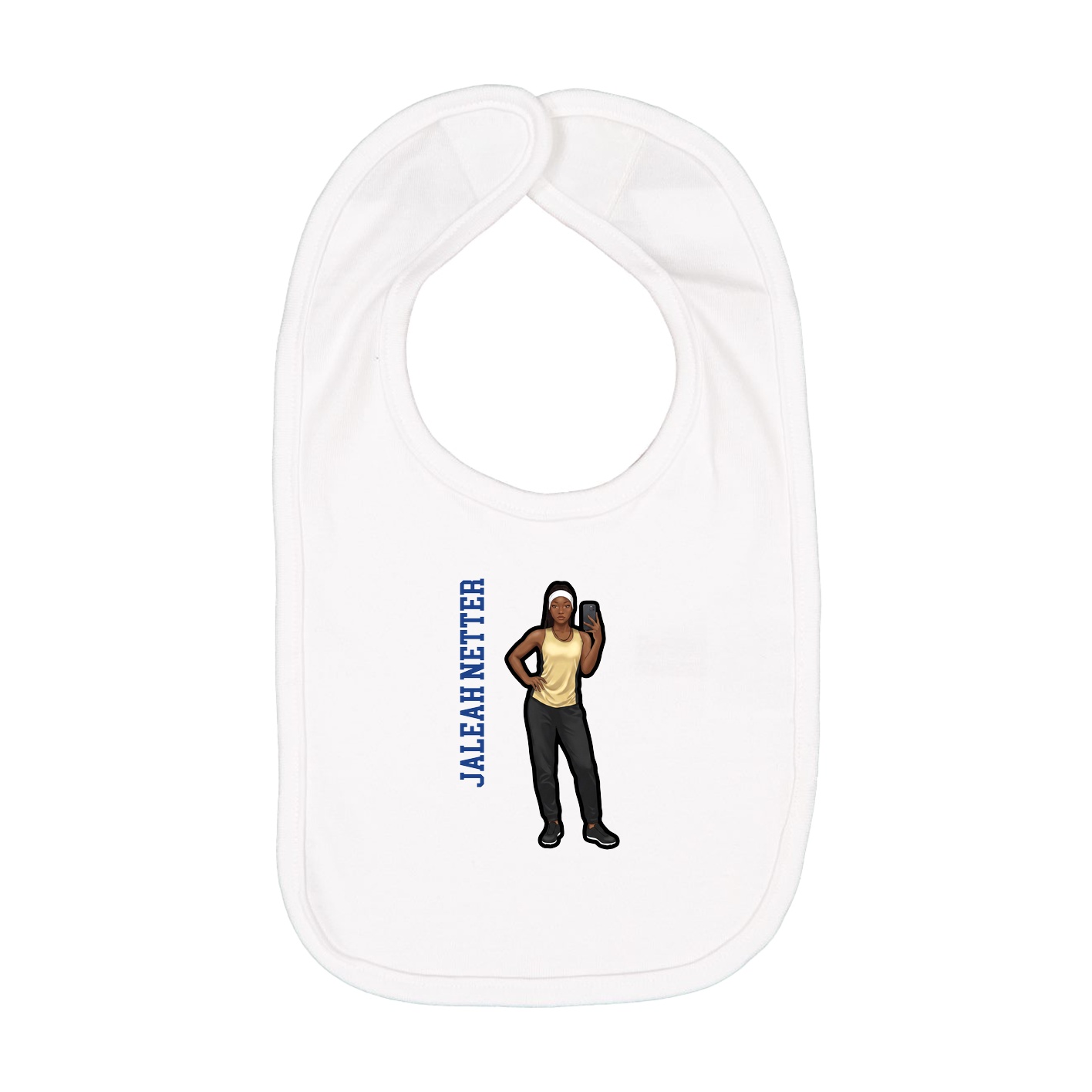 Infant Bib — Name Vertical in White