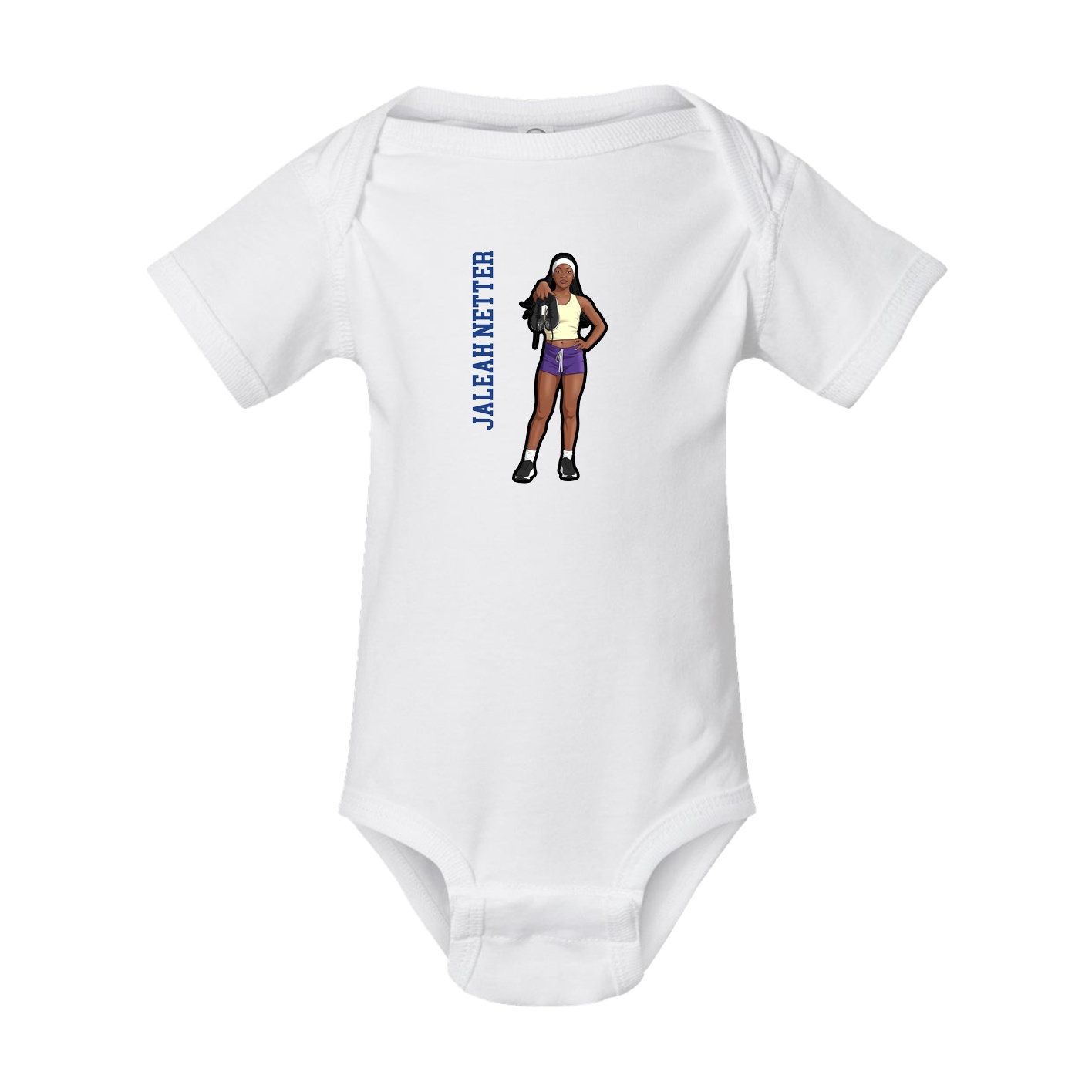 Baby Onesie — Name Vertical in White