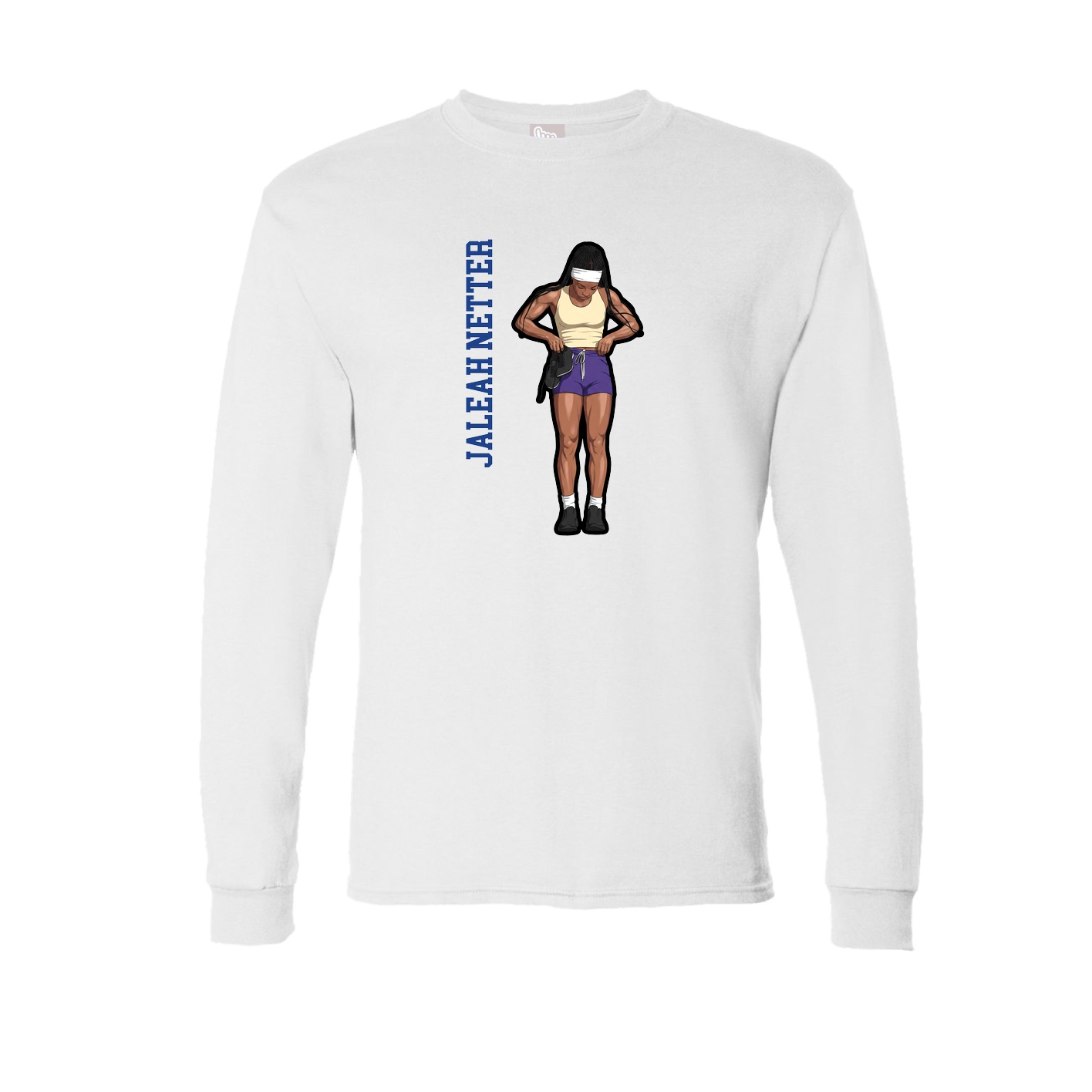 Long Sleeve Tee — Name Vertical in White