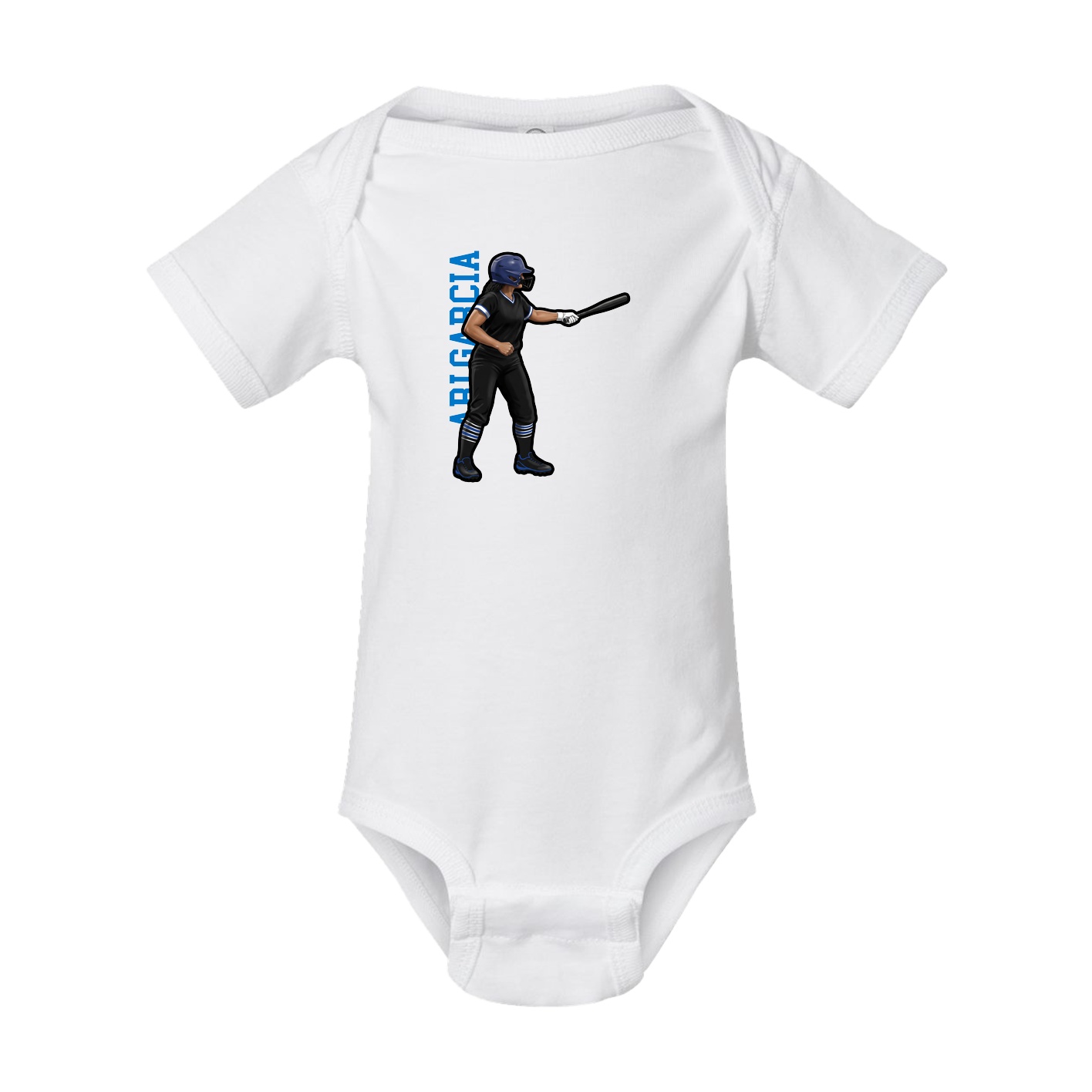 Baby Onesie — Name Vertical in White