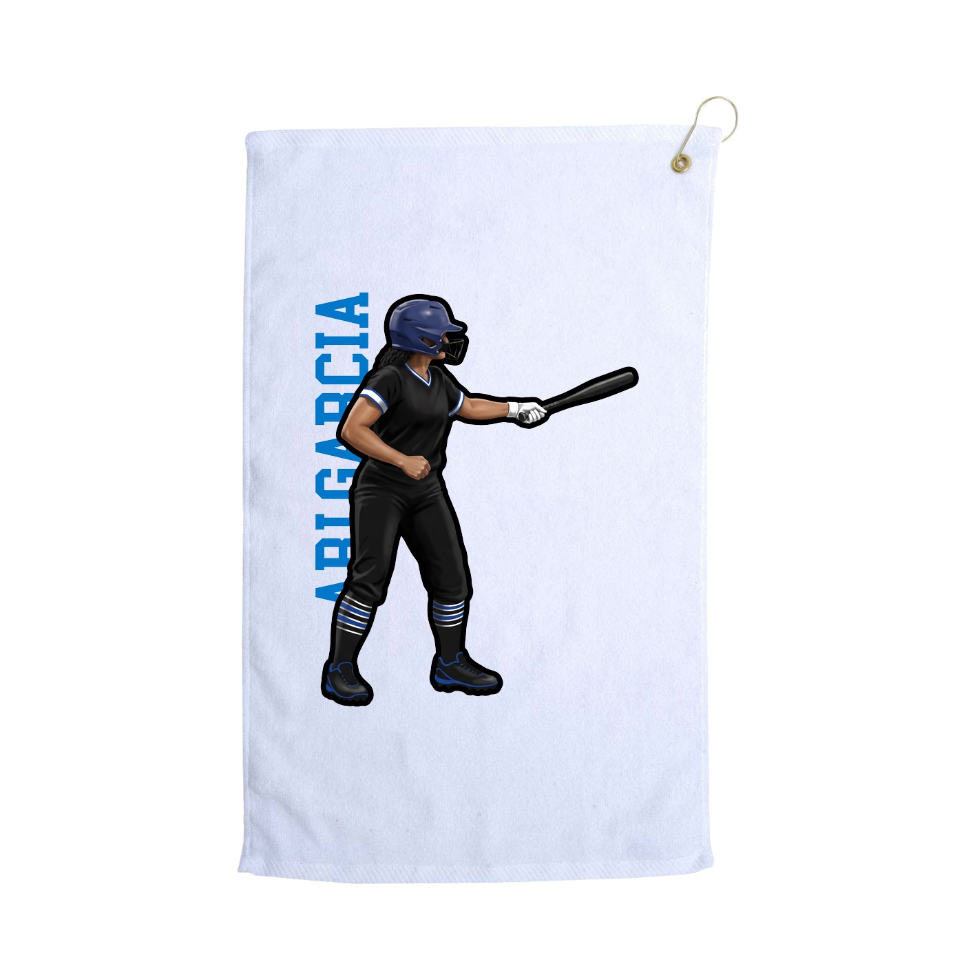 Golf Towel — Name Vertical in White