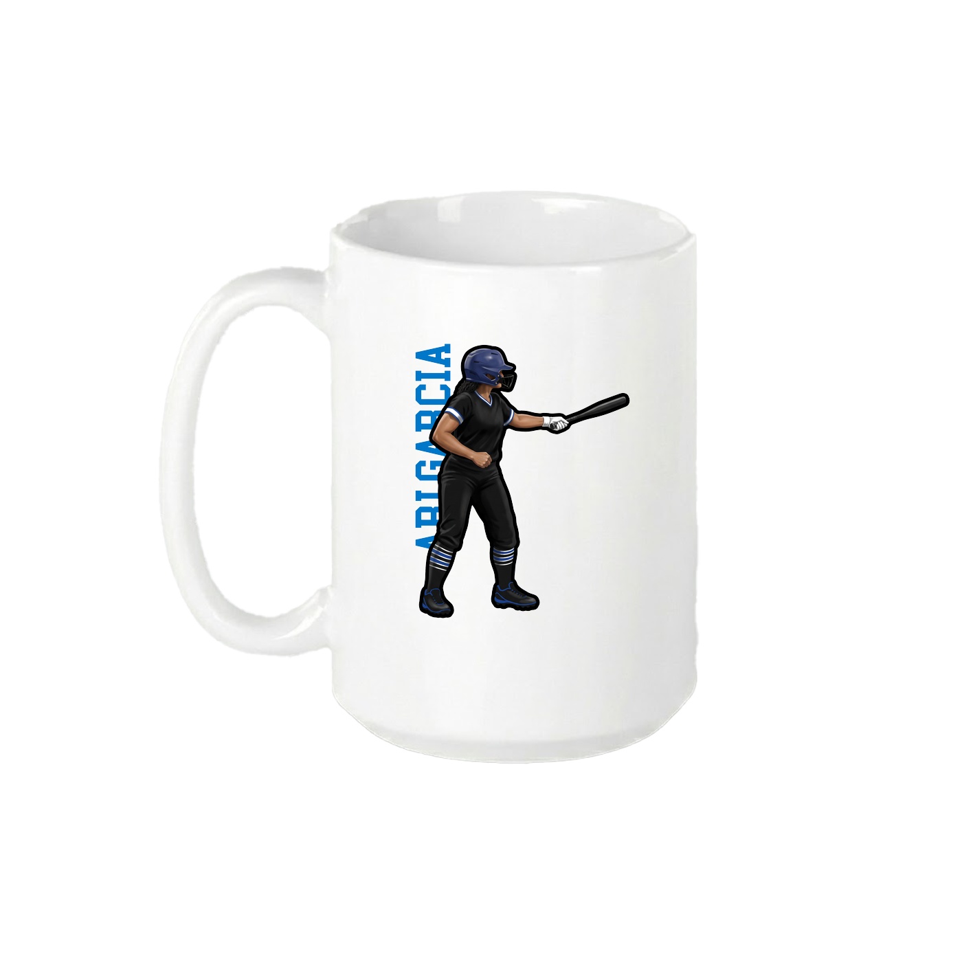 15oz Coffee Mug — Name Vertical in White