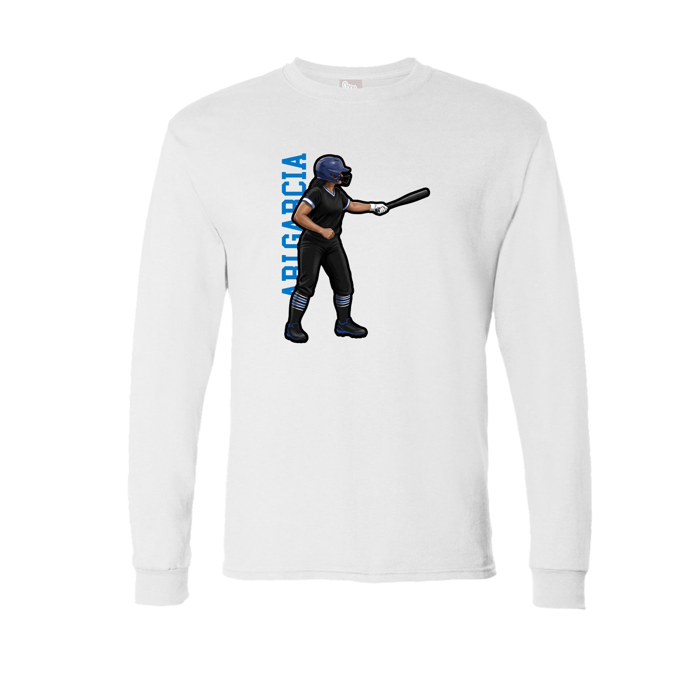Long Sleeve Tee — Name Vertical in White