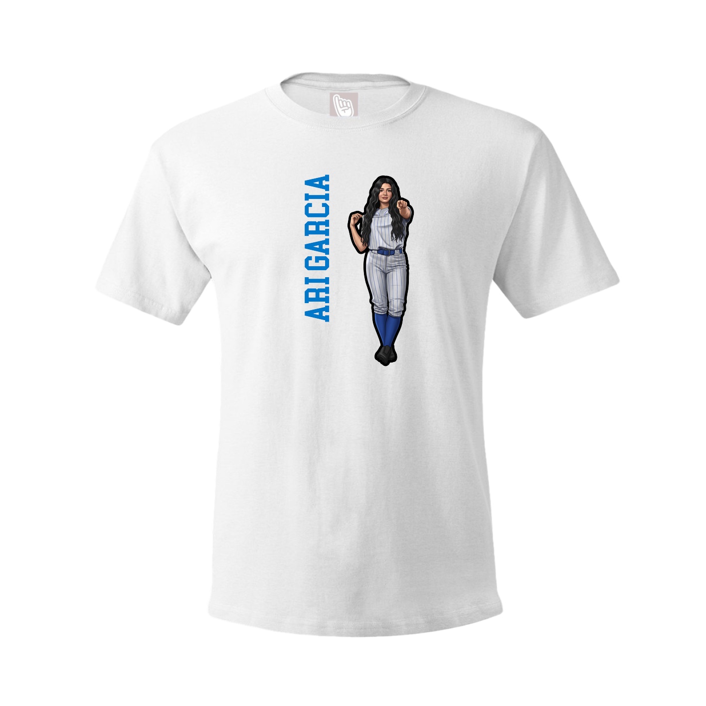 Tee — Name Vertical in White
