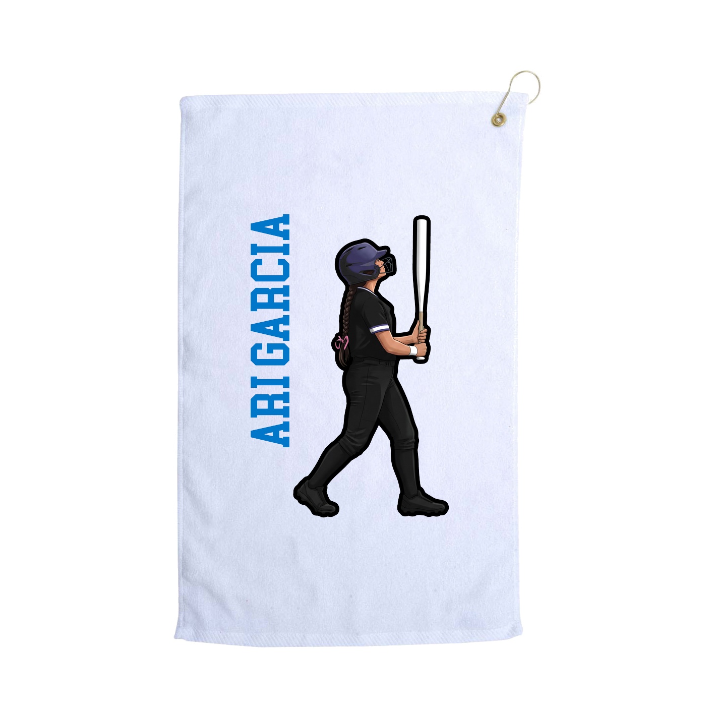 Golf Towel — Name Vertical in White