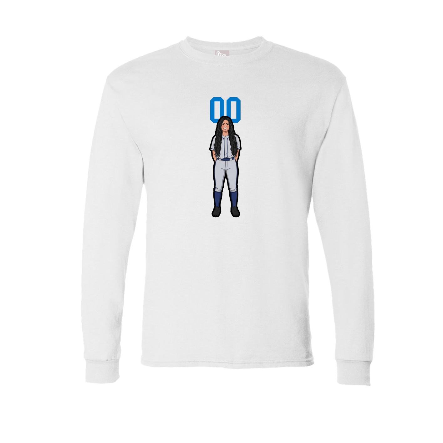 Long Sleeve Tee — Number Top in White