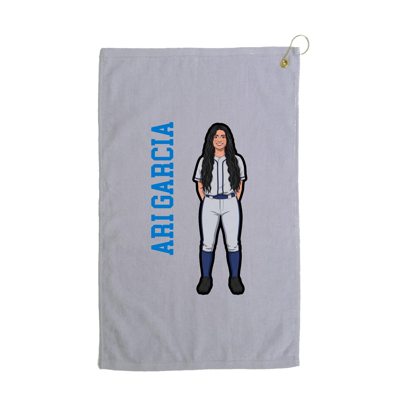 Golf Towel — Name Vertical in Grey