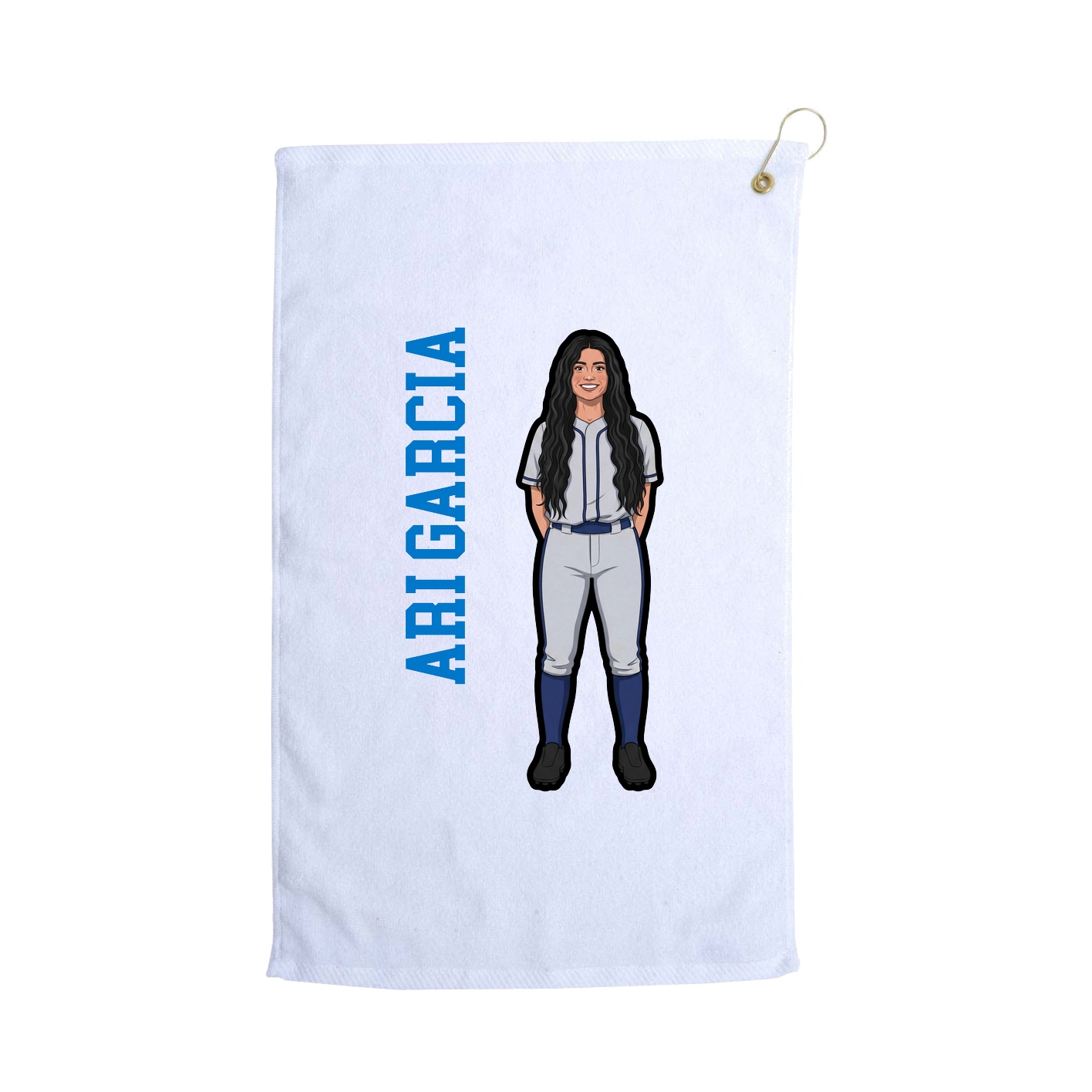 Golf Towel — Name Vertical in White