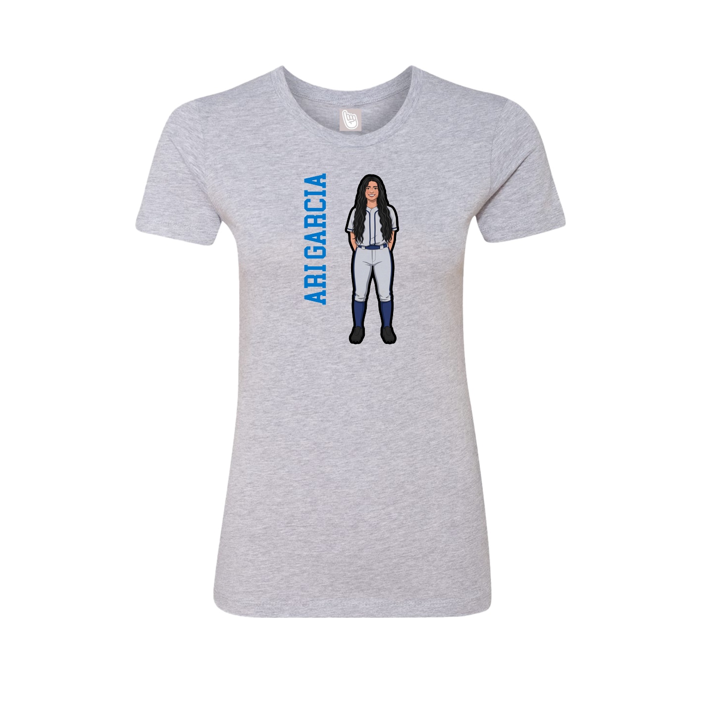 Womens Tee — Name Vertical in Grey