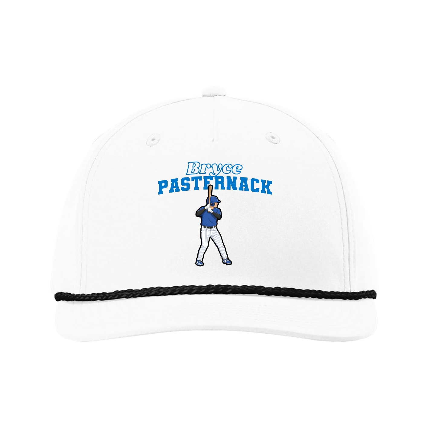 Five-Panel Classic Rope Cap — Name Arch in White