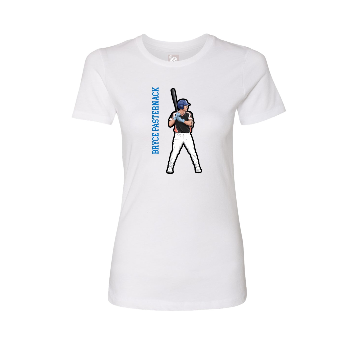 Fitted Women's Tee — Name Vertical in White