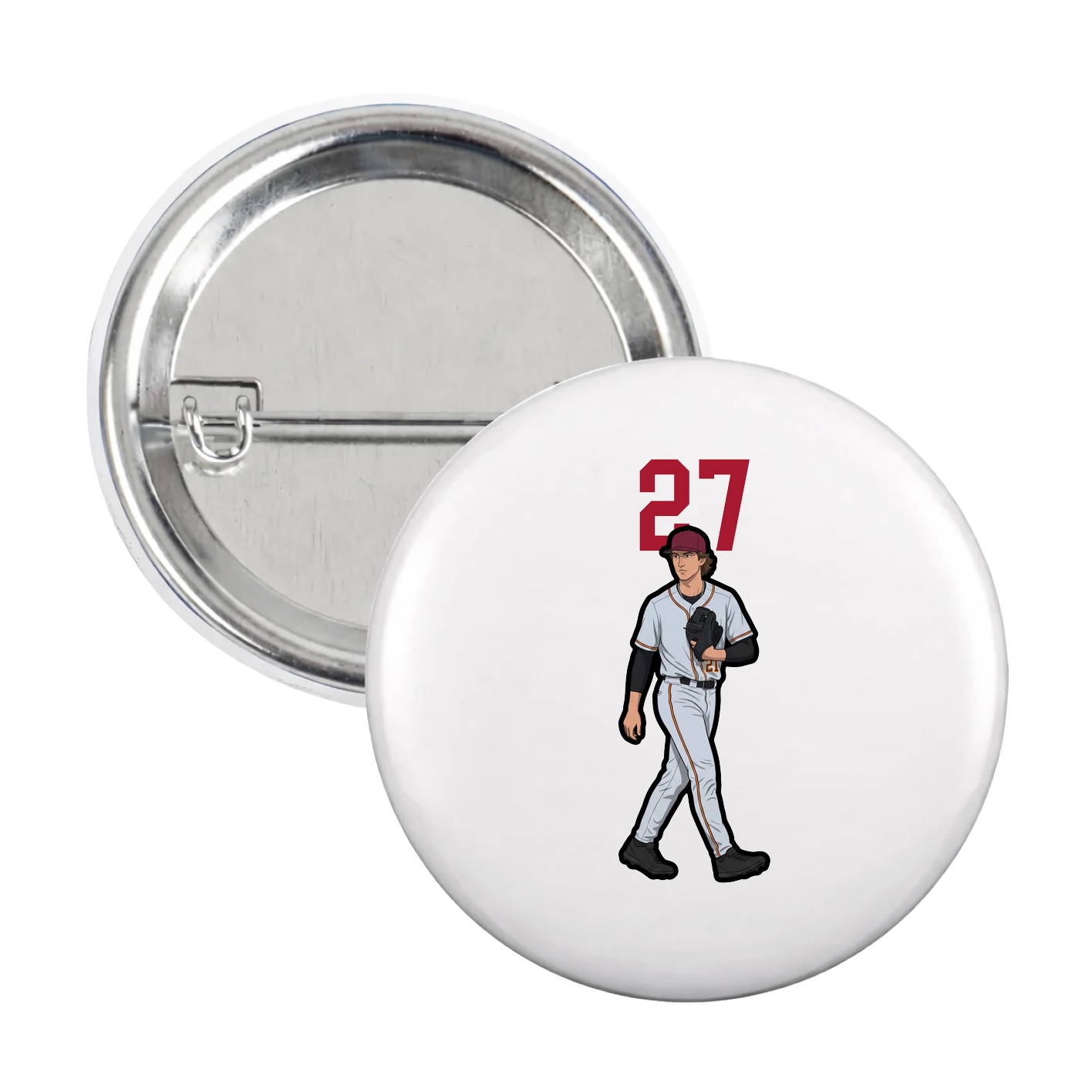 Game Day Button — Number Top in White