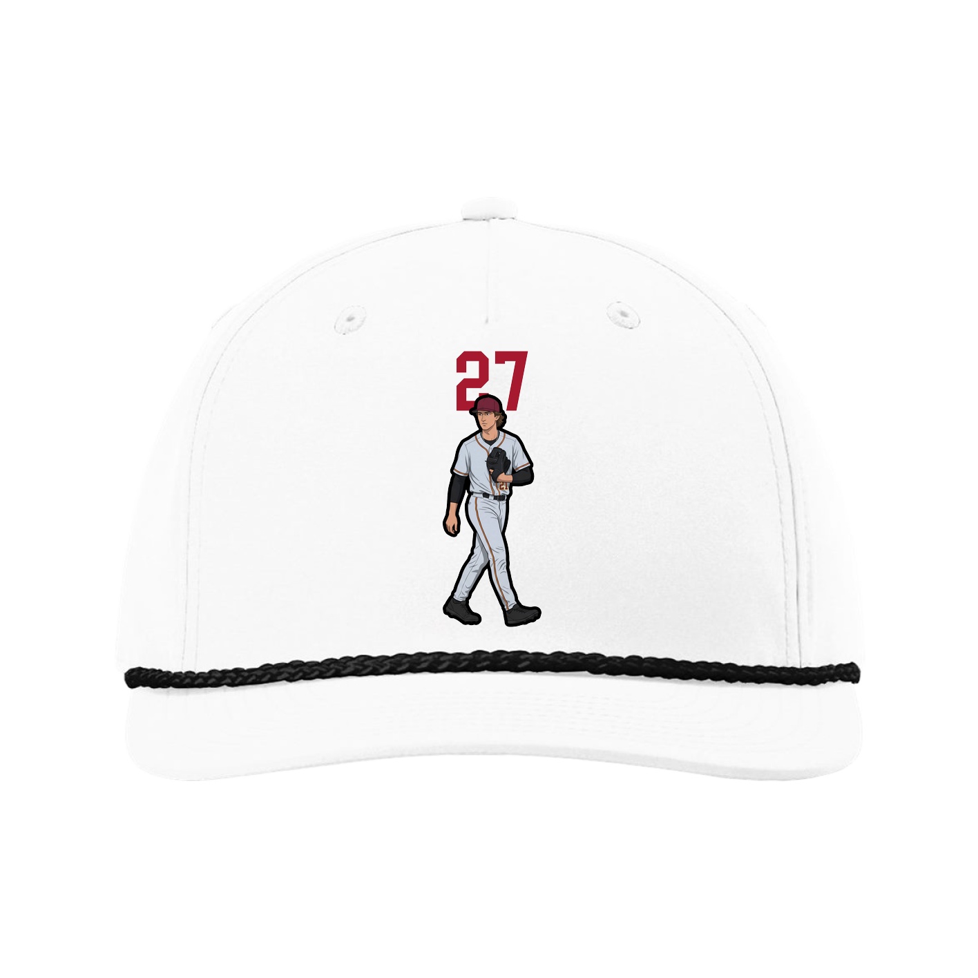 Five-Panel Classic Rope Cap — Number Top in White