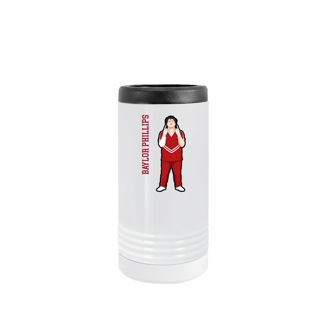 Slim Beverage Holder — Name Vertical in White