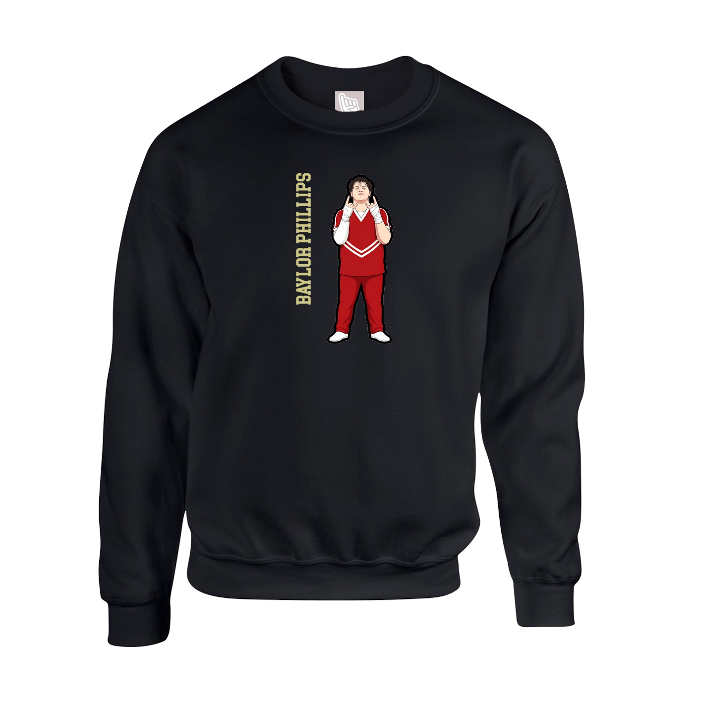 Fleece Crew — Name Vertical in Black