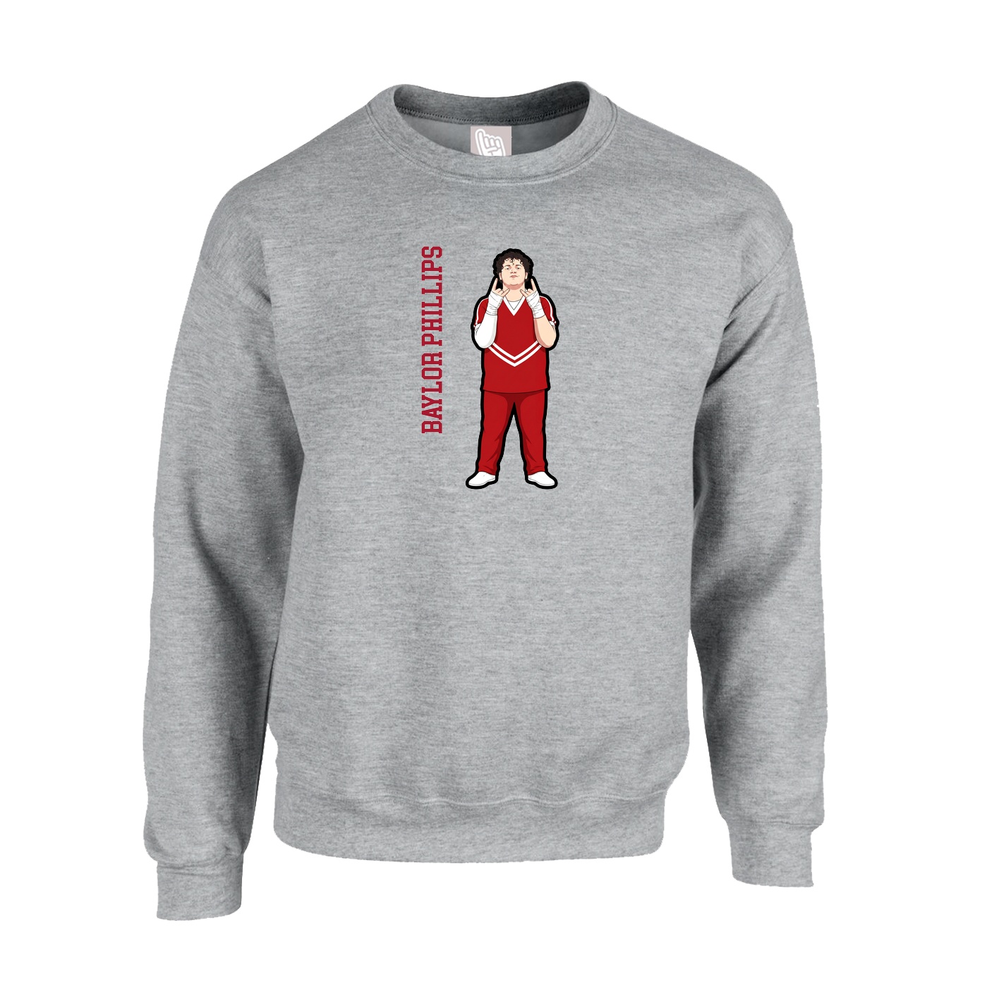 Fleece Crew — Name Vertical in Grey