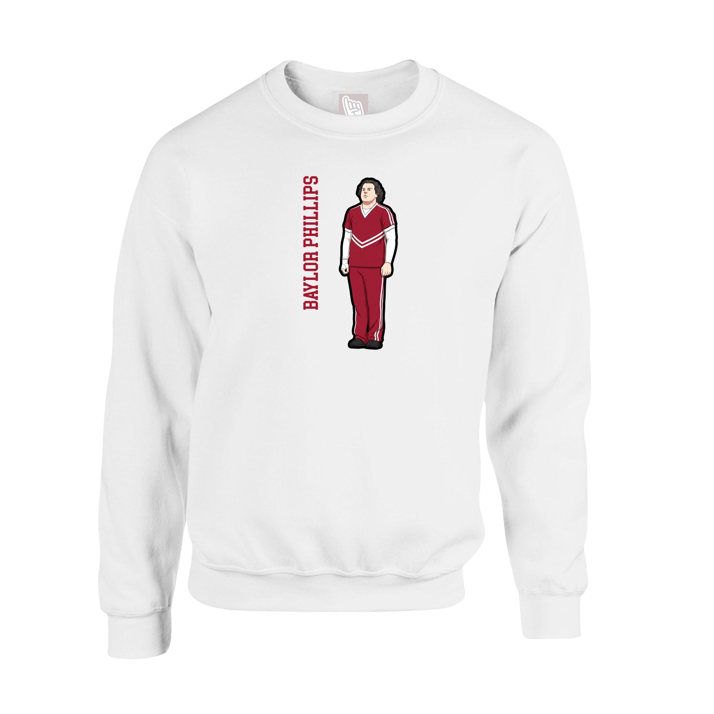 Fleece Crew — Name Vertical in White