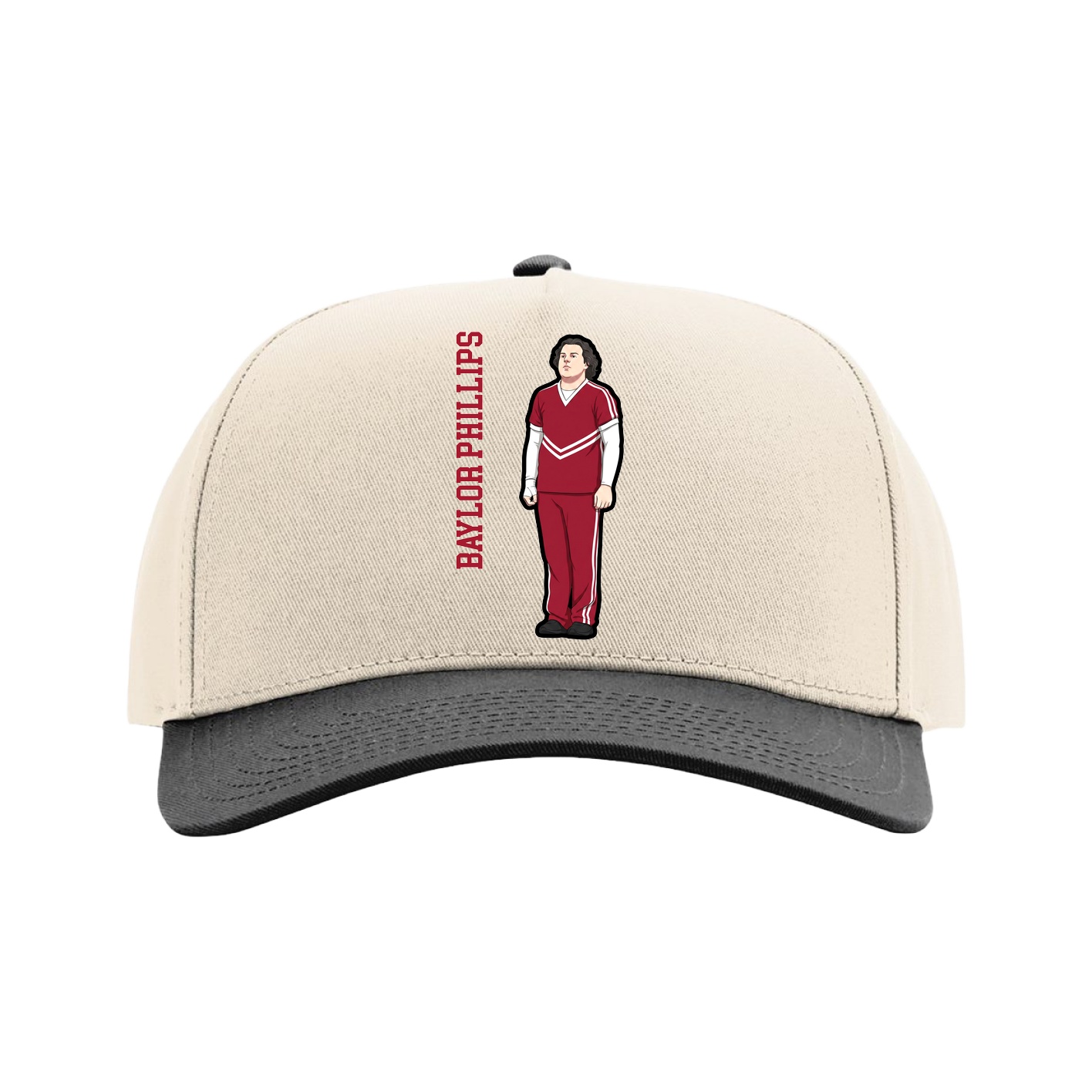 Full Fabric Five-Panel Champ Cap — Name Vertical in Cream/Black