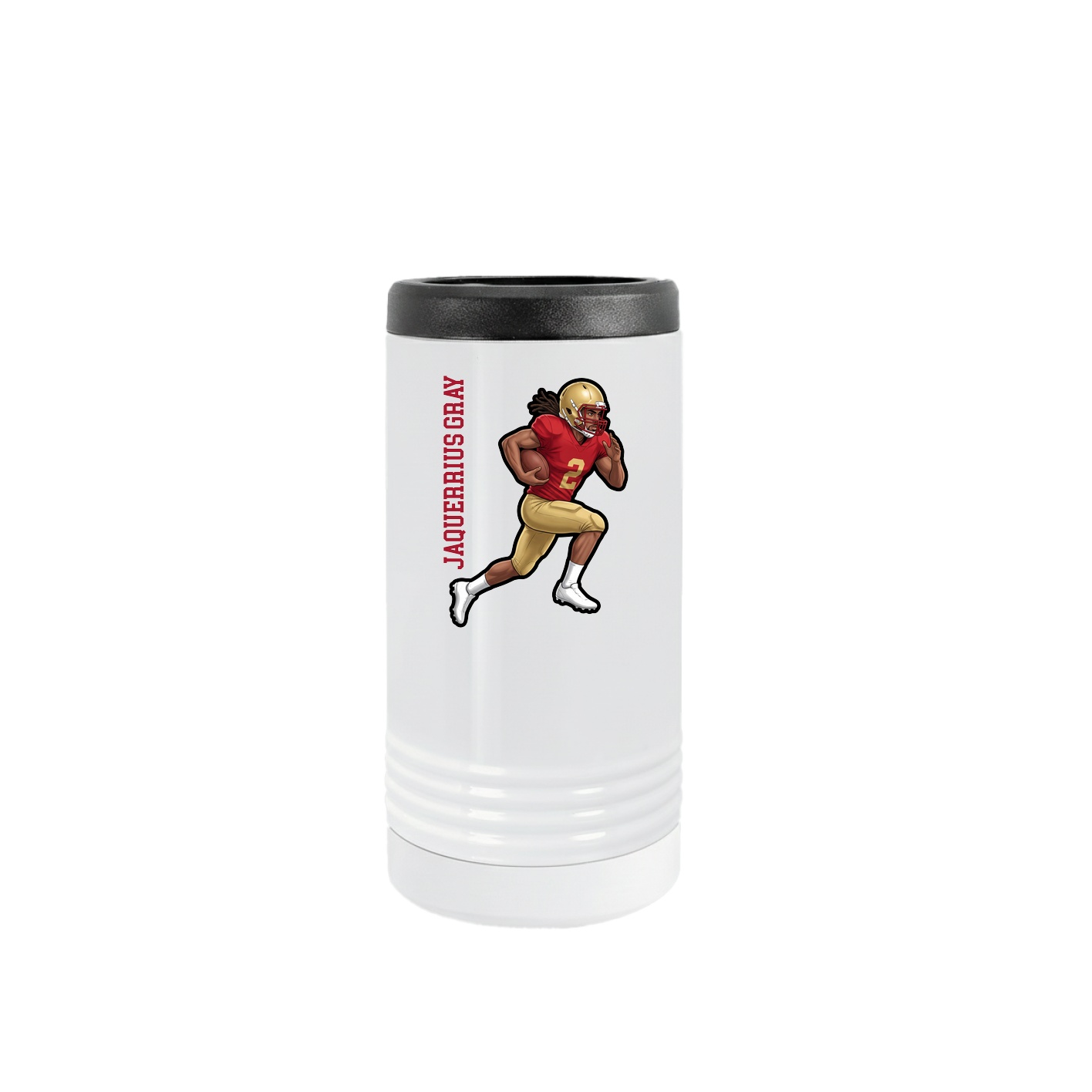 Slim Beverage Holder — Name Vertical in White