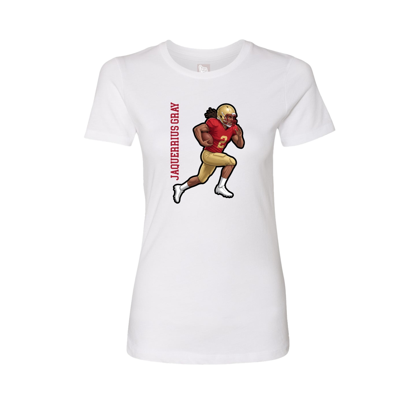 Fitted Women's Tee — Name Vertical in White